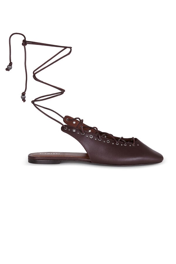 Slowlove Bailarina piel cordones Granate