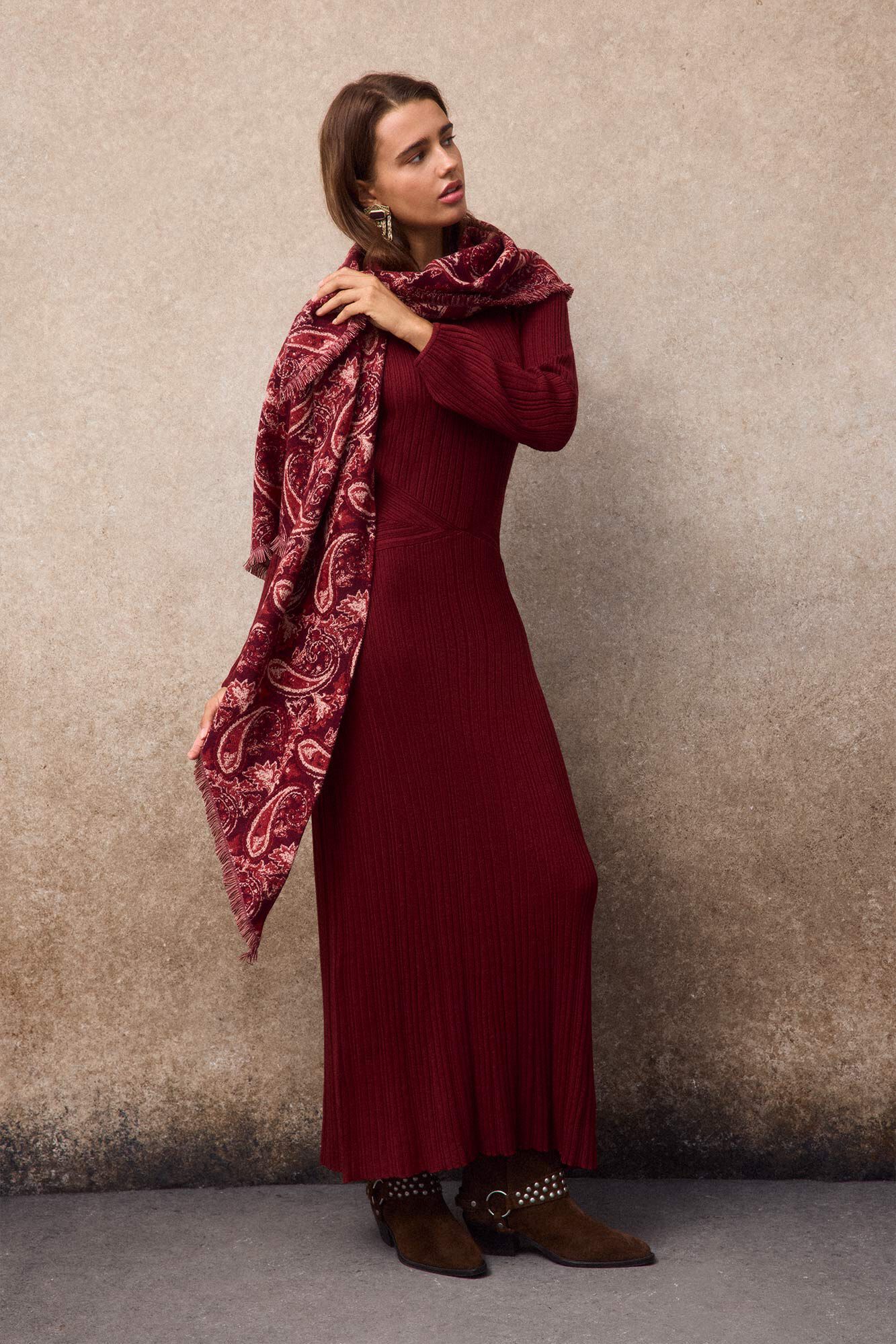 Slowlove Xaile de malha paisley