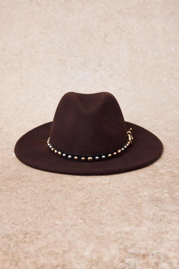 Slowlove Studded hat Dark brown