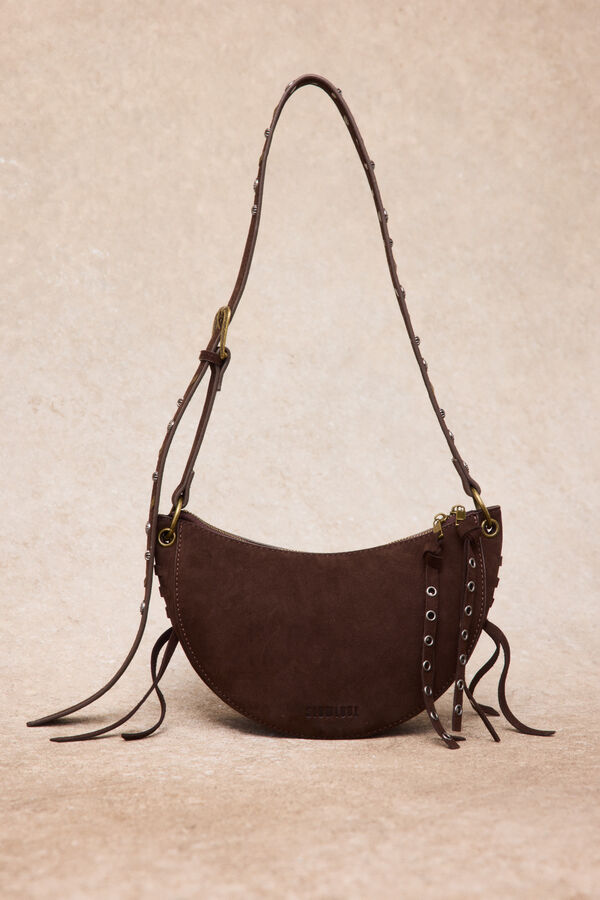 Slowlove Bolso piel media luna Marr&oacute;n