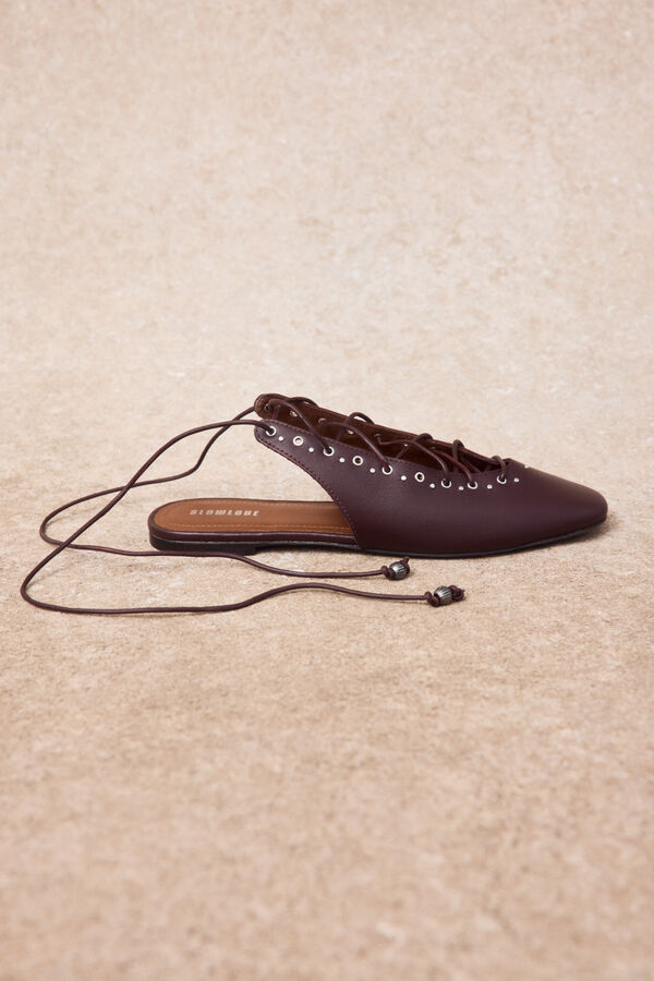 Slowlove Leather lace-up ballet flats Maroon