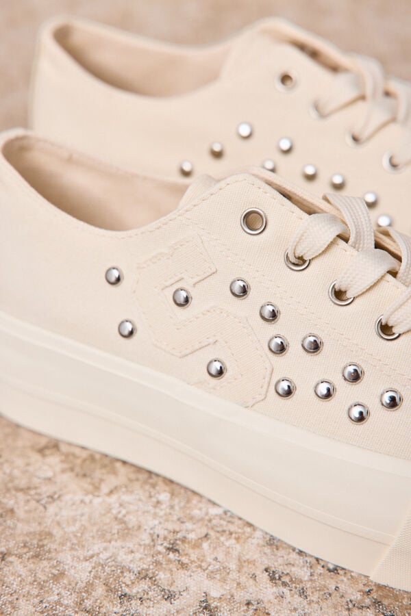 Slowlove Zapatilla sneaker cuadros Marfil