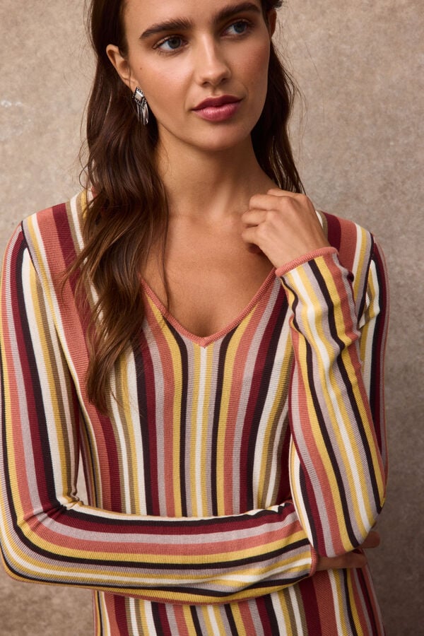 Slowlove Vestido de malha &agrave;s riscas Laranja