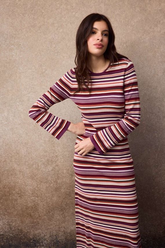Vestido punto rayas