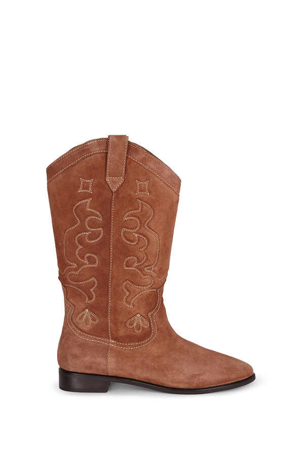 Slowlove Botas de pele com pespontos Castanho