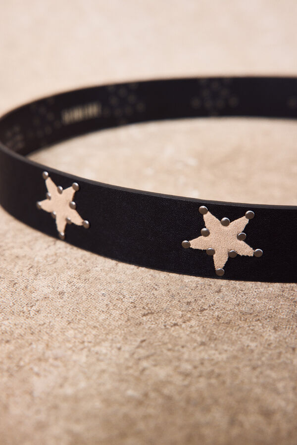 Slowlove Cinto de pele com estrelas Preto