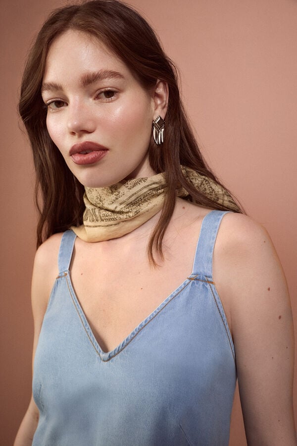 Slowlove Vestido tirantes Tencel Azul