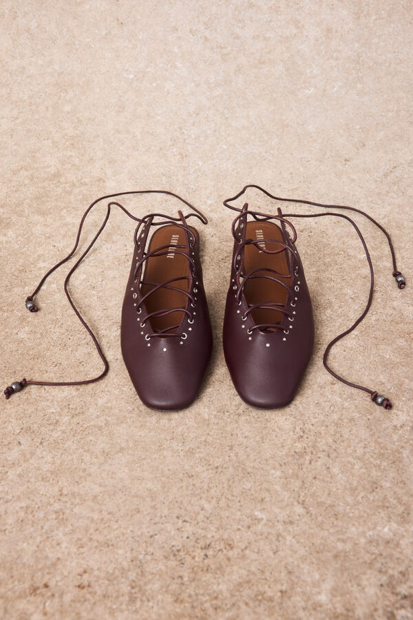 Slowlove Leather lace-up ballet flats Maroon