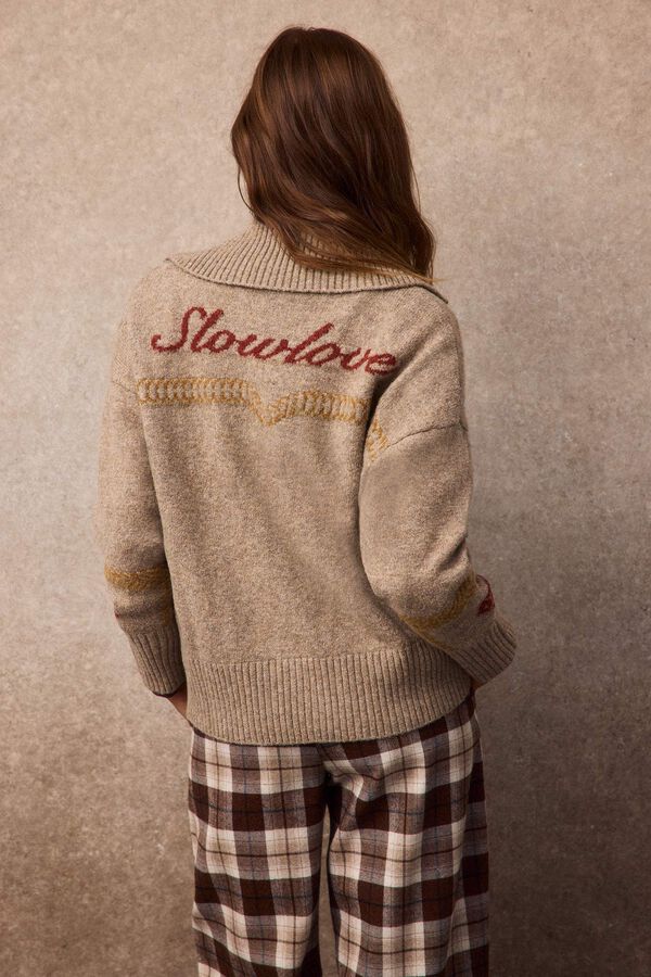 Slowlove Casaco de malha jacquard Slowlove Castanho