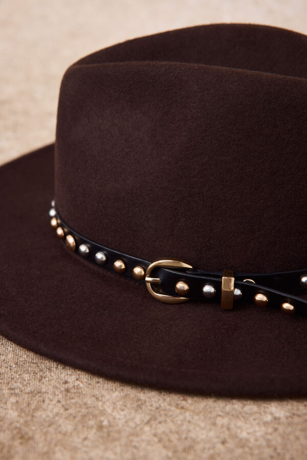 Slowlove Studded hat Dark brown