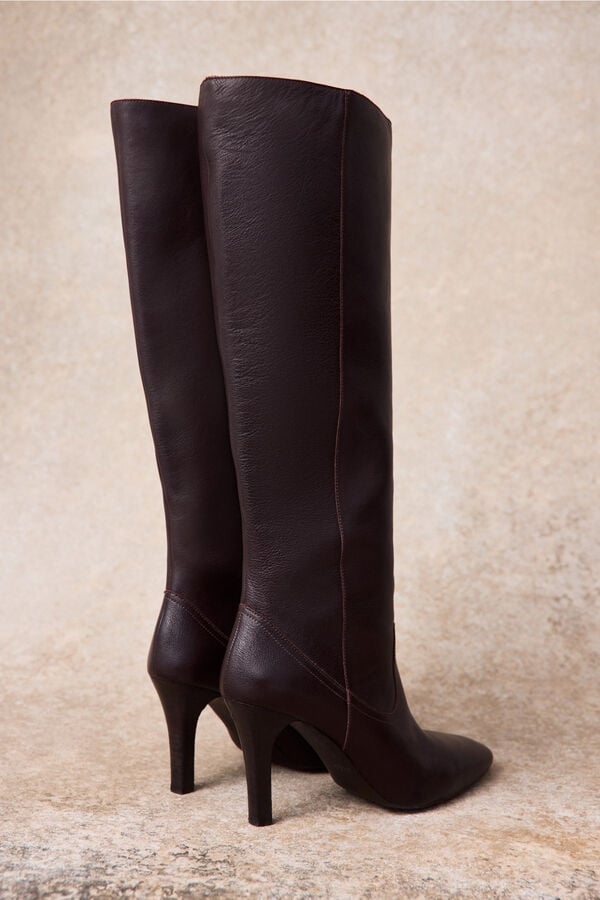 Slowlove Bota alta piel Granate