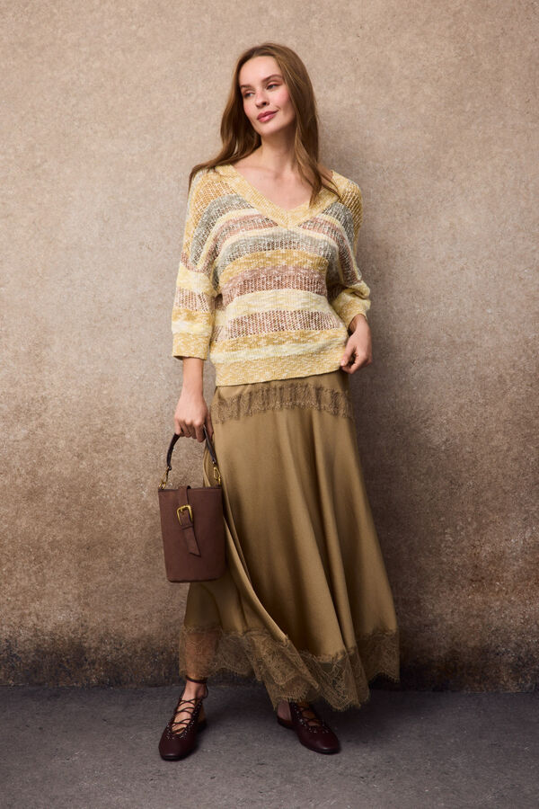 Slowlove Camisola decote em V multicolor Dourado