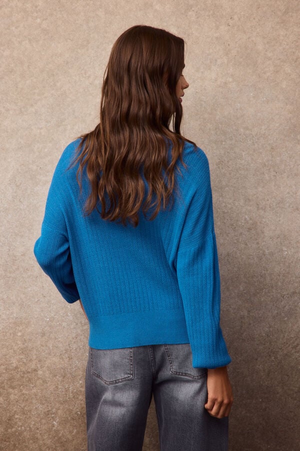 Slowlove V-neck openwork jumper Blue