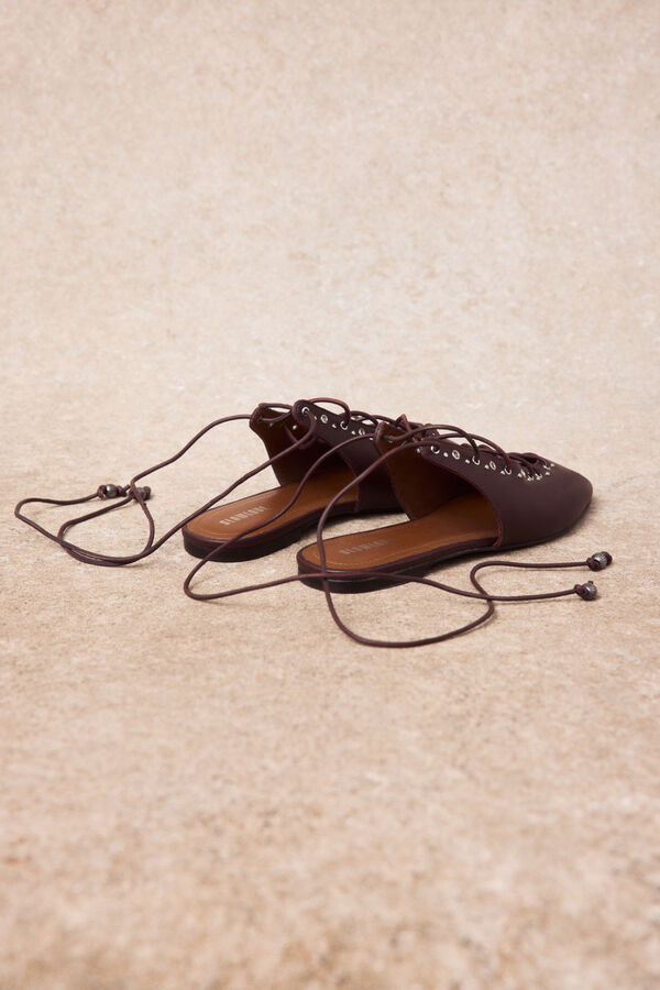 Slowlove Leather lace-up ballet flats Maroon