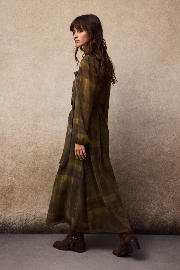 Slowlove Draped long dress Printed green