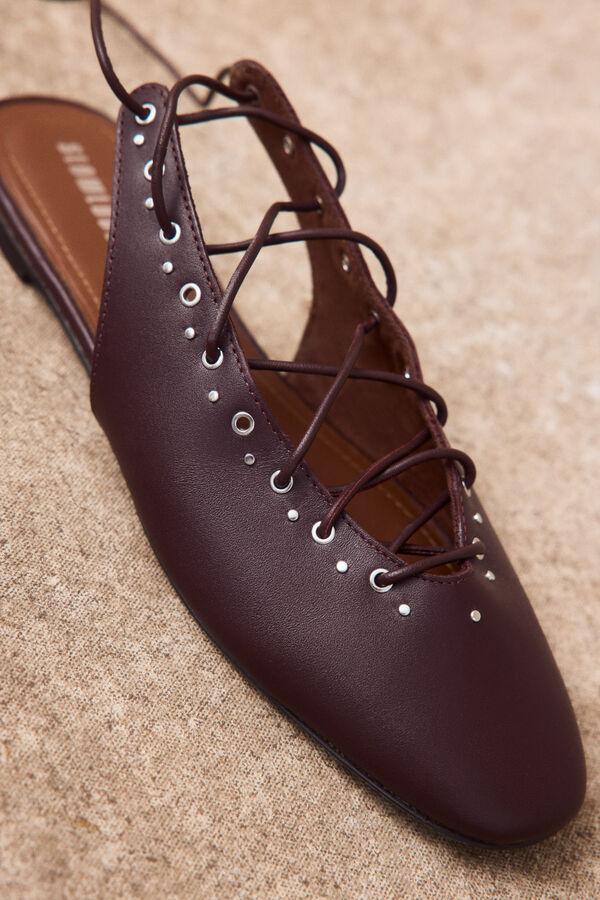 Slowlove Leather lace-up ballet flats Maroon