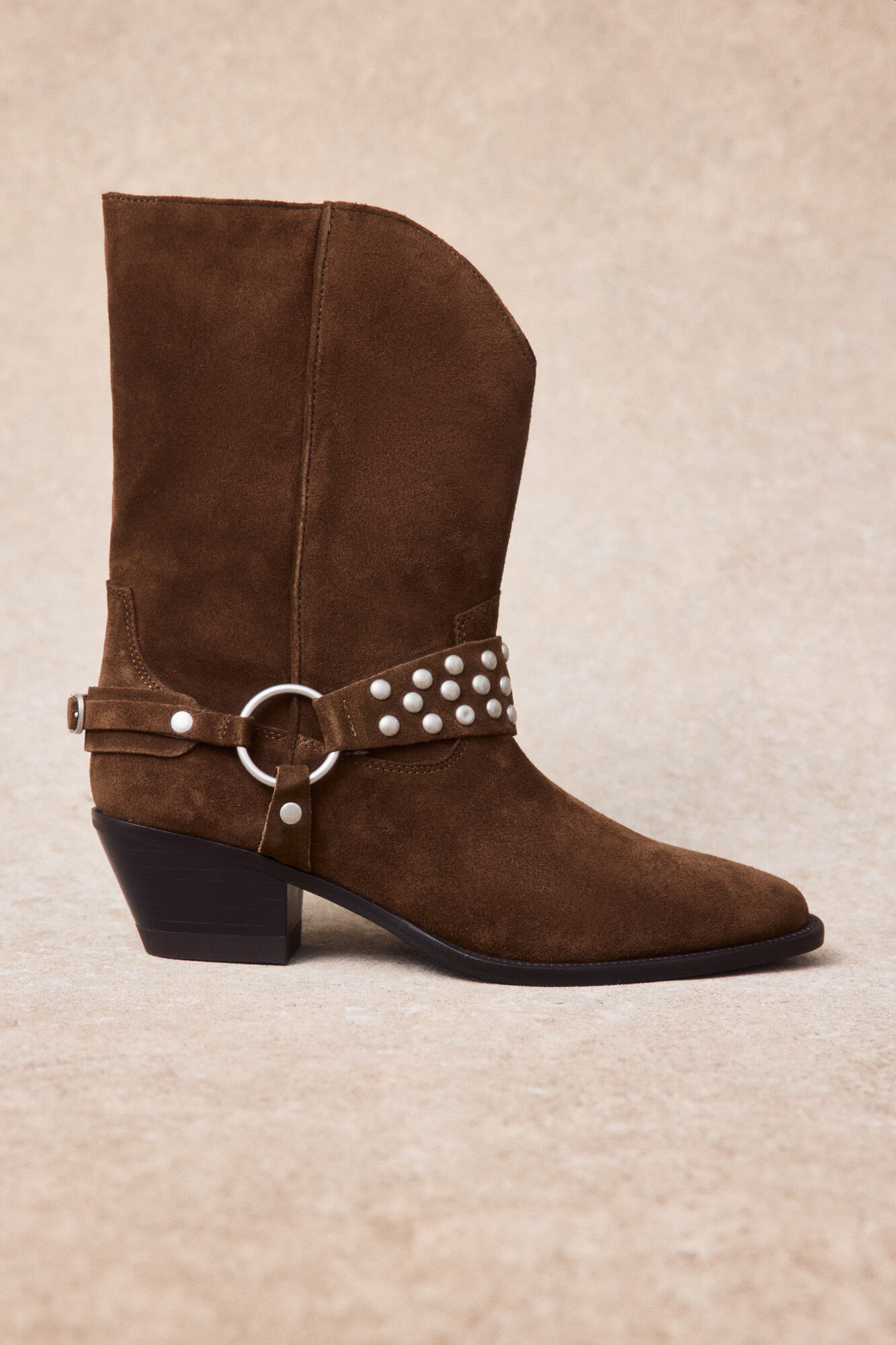 Slowlove Botas de pele com estribo e tachas