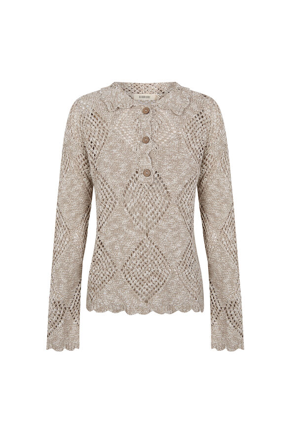 Slowlove Camisola de malha crochet Tostado