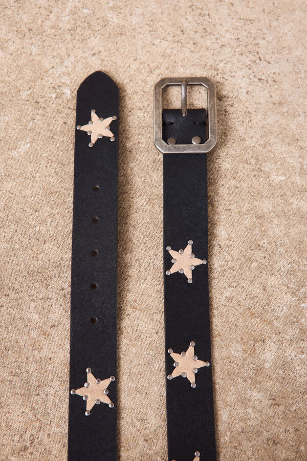 Slowlove Cinto de pele com estrelas Preto