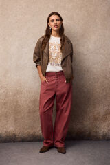 Slowlove Jeans com tachas Vermelho