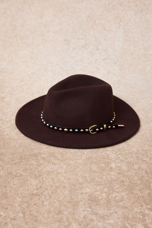 Slowlove Studded hat Dark brown