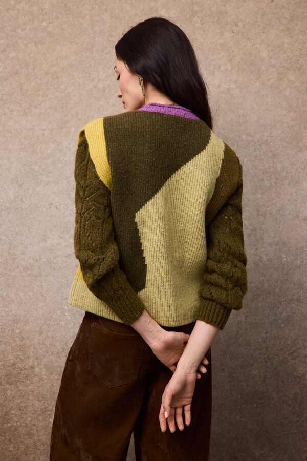 Slowlove Colete intarsia de blocos Verde