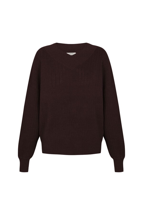 Slowlove Jersey calado pico Marr&oacute;n oscuro