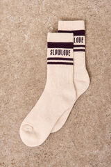 Slowlove Calcetines rayas logo Estampado blanco