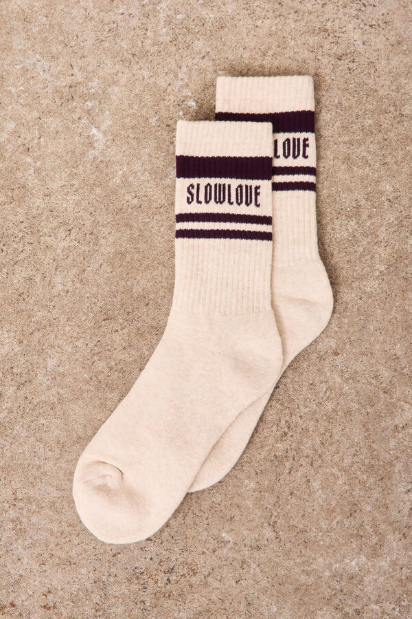 Slowlove Calcetines rayas logo Estampado blanco