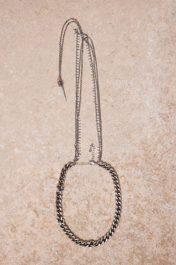 Slowlove Collar multicadenas Gris