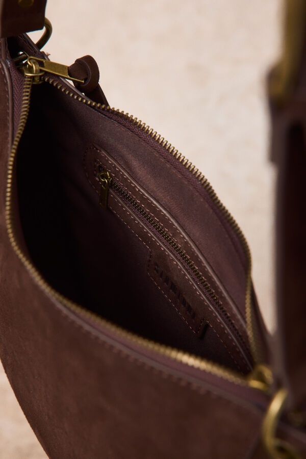 Slowlove Bolso piel media luna Marr&oacute;n
