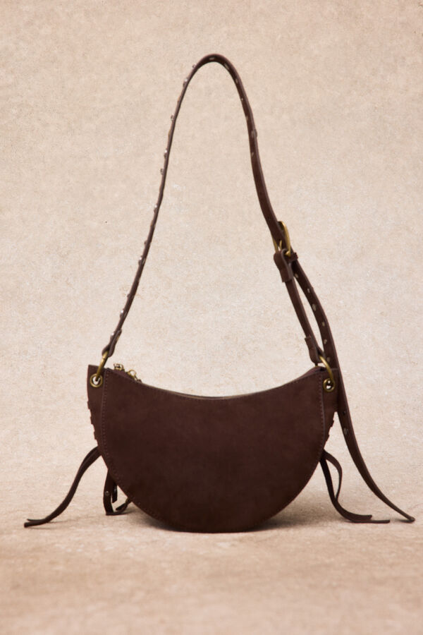 Slowlove Bolso piel media luna Marr&oacute;n