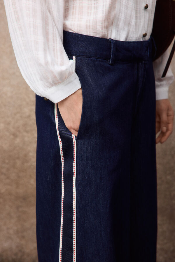 Slowlove Jeans com fita lateral Azul