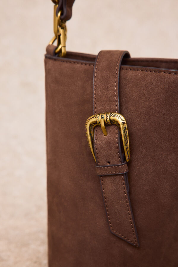 Slowlove Bolso piel saco Marr&oacute;n oscuro