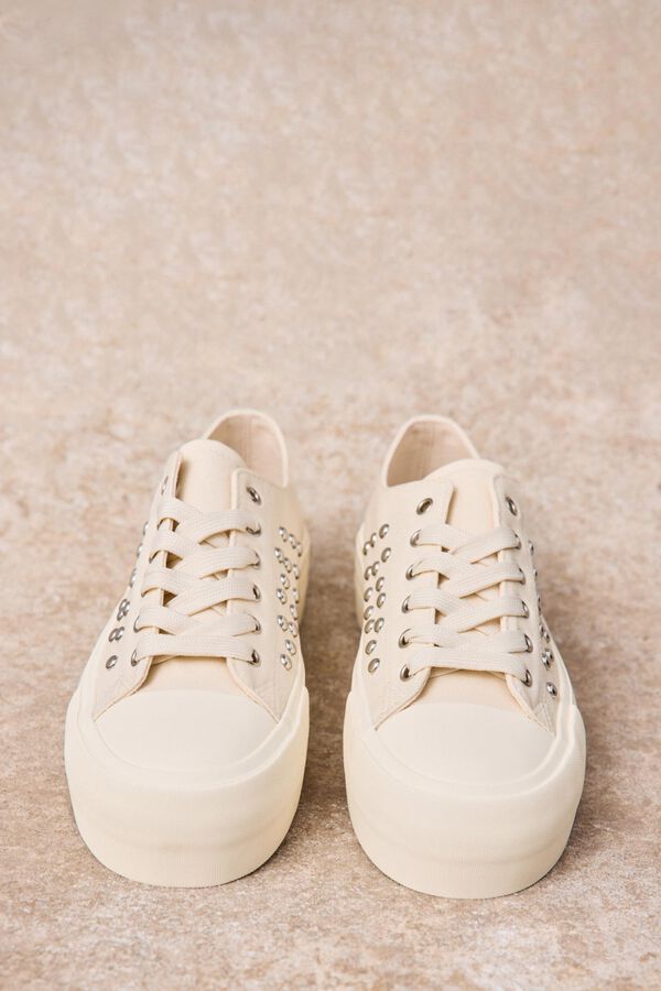 Slowlove Zapatilla sneaker cuadros Marfil