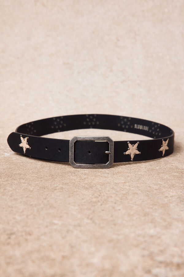 Slowlove Cinto de pele com estrelas Preto
