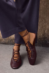 Slowlove Leather lace-up ballet flats Maroon