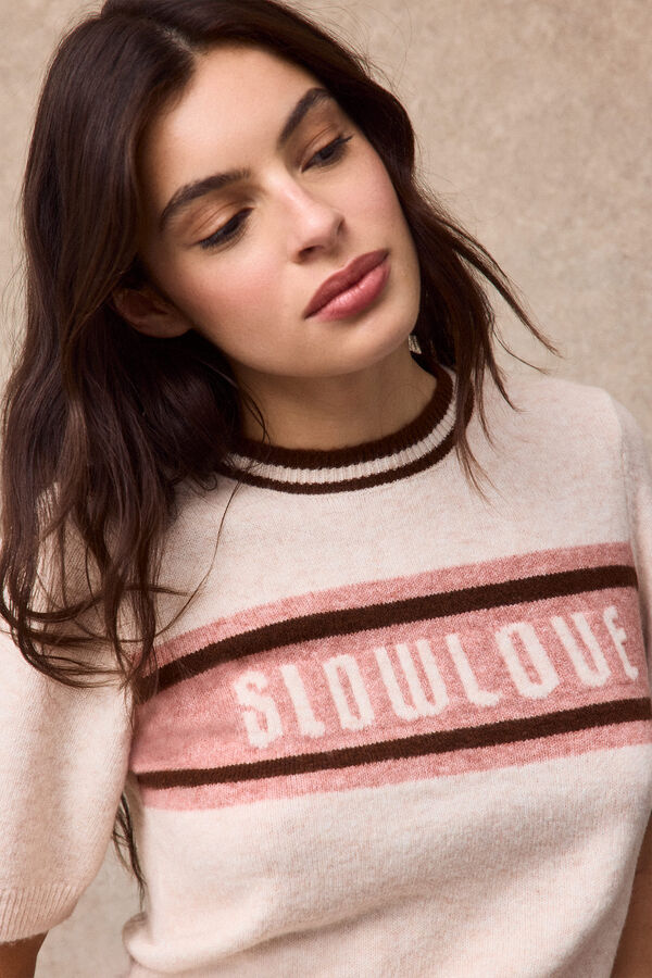 Slowlove Camisola com logo SLOWLOVE Ecru