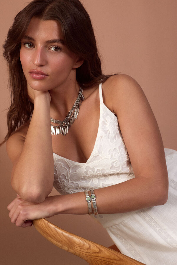 Slowlove Vestido bordado Ecru