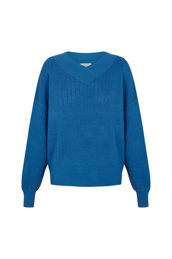 Slowlove V-neck openwork jumper Blue