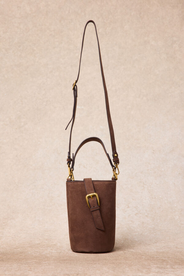 Slowlove Bolso piel saco Marr&oacute;n oscuro