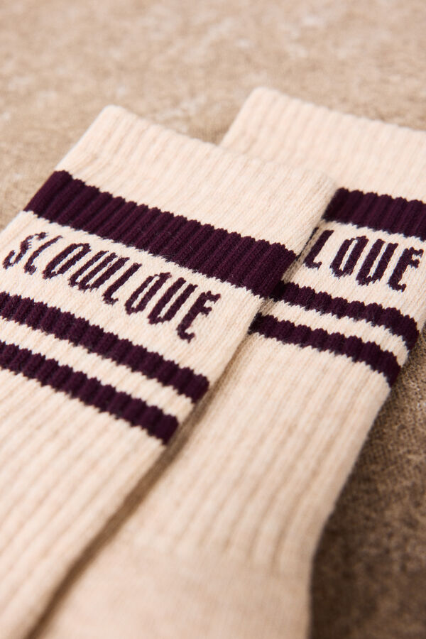 Slowlove Calcetines rayas logo Estampado blanco