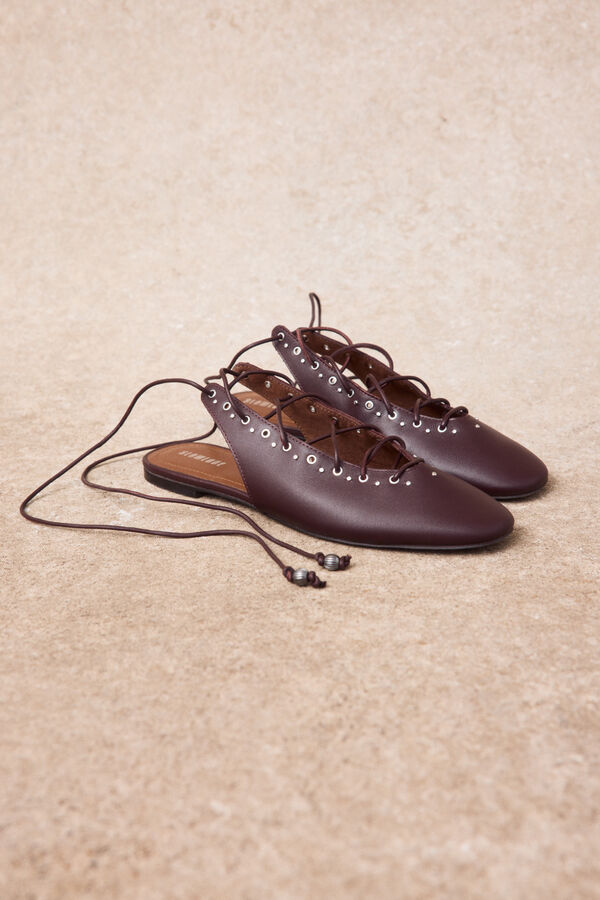 Slowlove Leather lace-up ballet flats Maroon