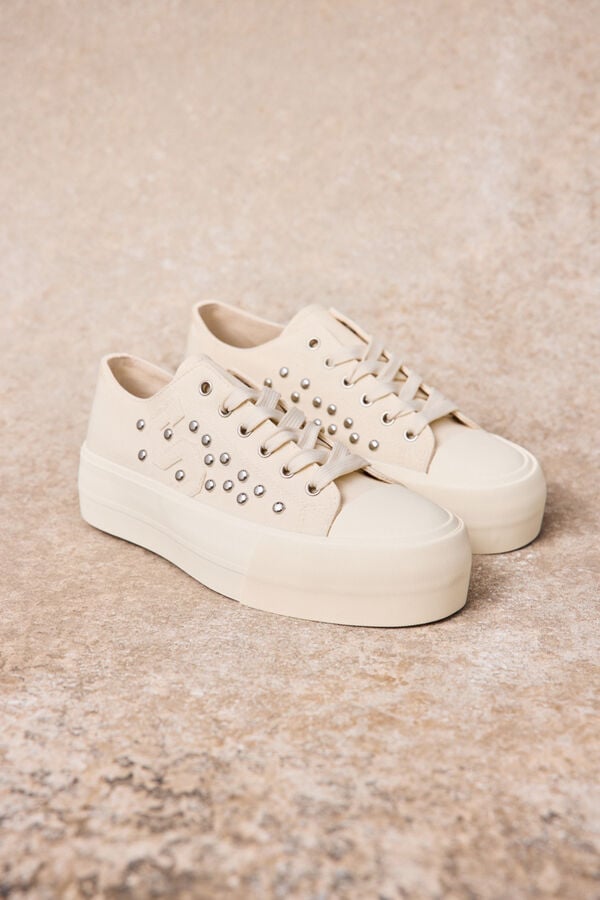 Slowlove Zapatilla sneaker cuadros Marfil