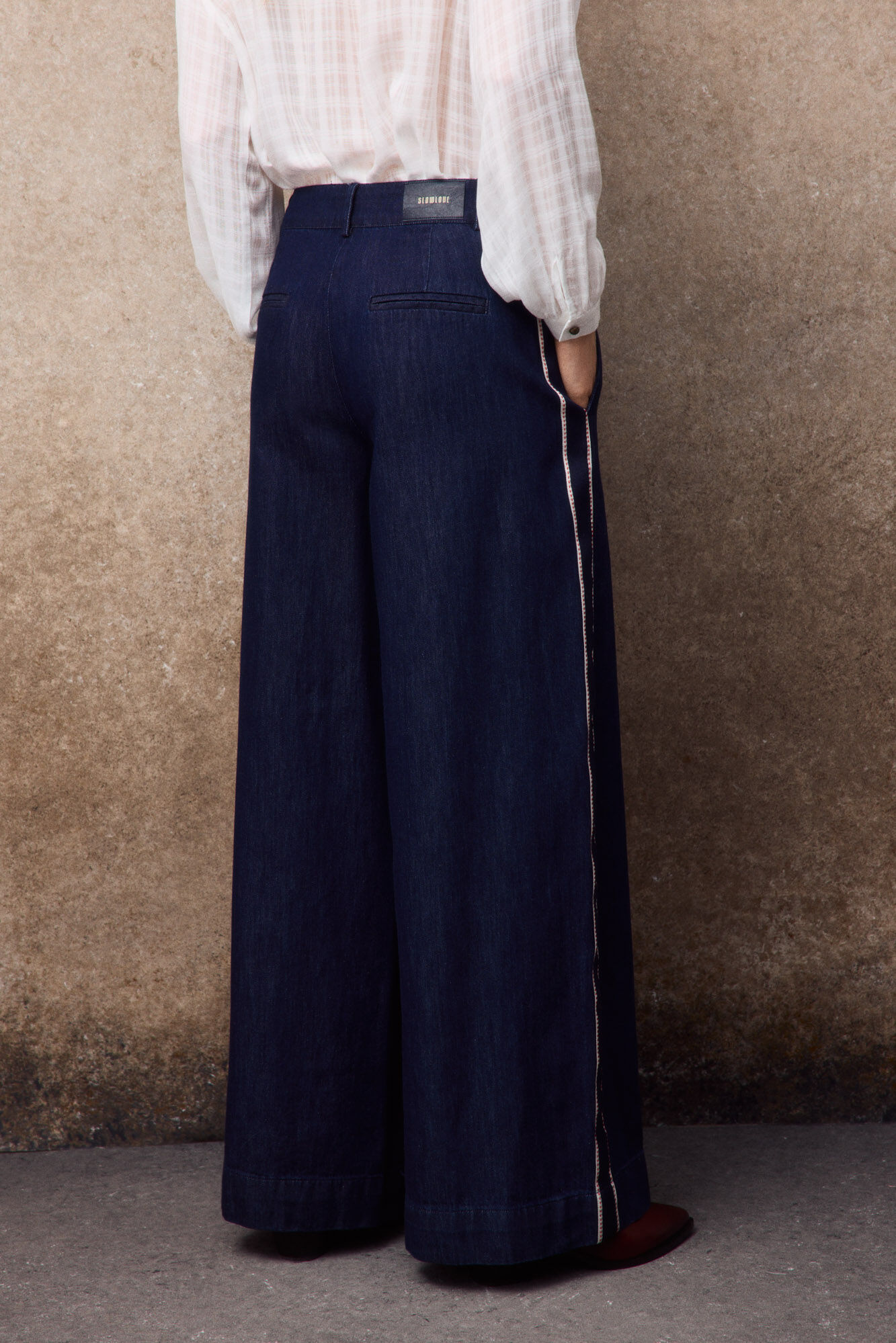 Slowlove Jeans com fita lateral