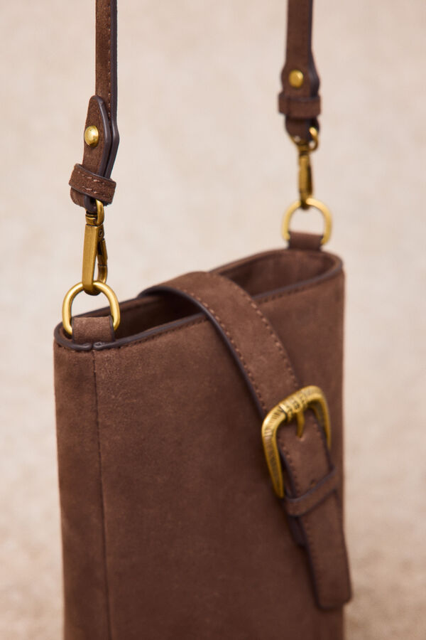 Slowlove Bolso piel saco Marr&oacute;n oscuro