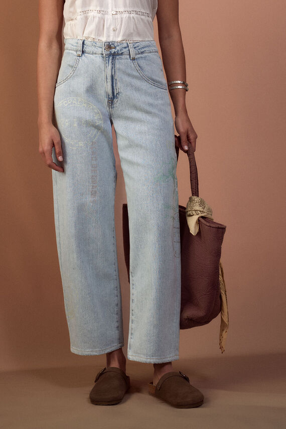 Jeans Barrel Estampado