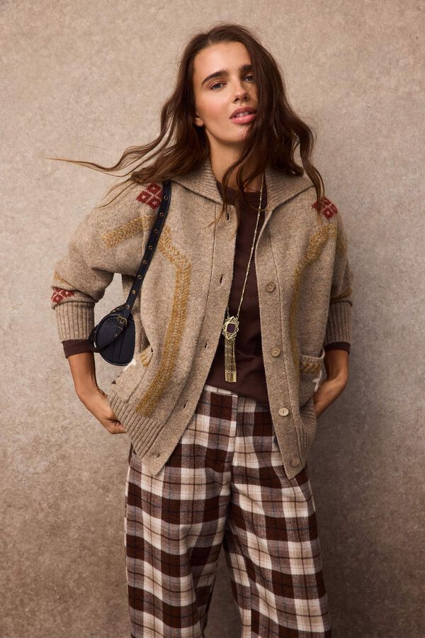 Slowlove Casaco de malha jacquard Slowlove Castanho