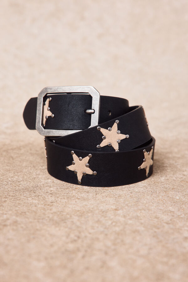 Slowlove Cinto de pele com estrelas Preto