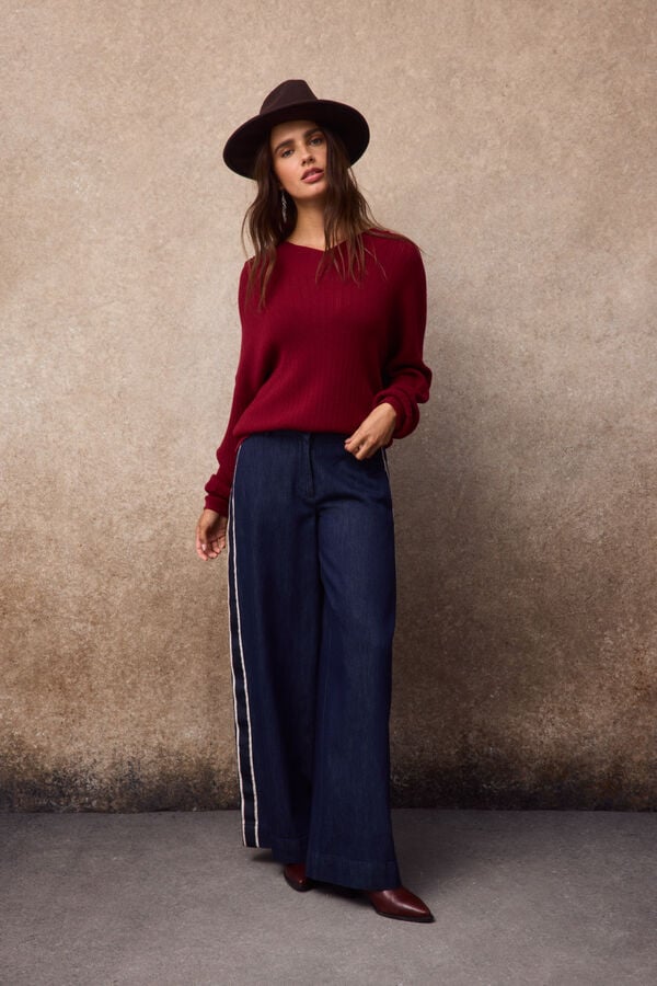 Slowlove Jersey calado pico Rojo